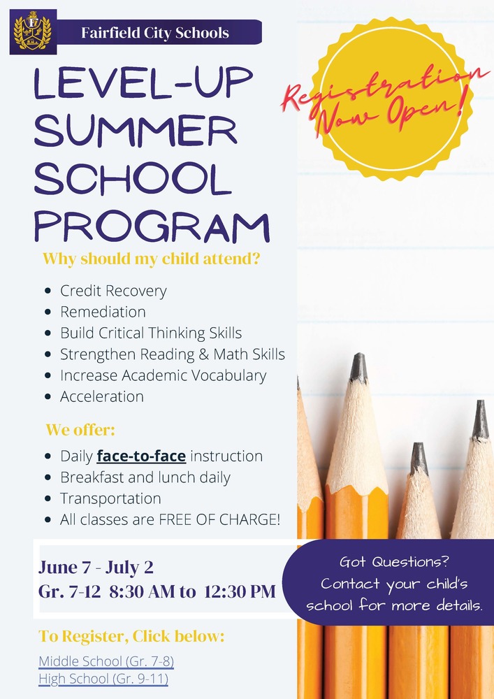 FHPS Summer Programs Registration Fairfield High Preparatory School