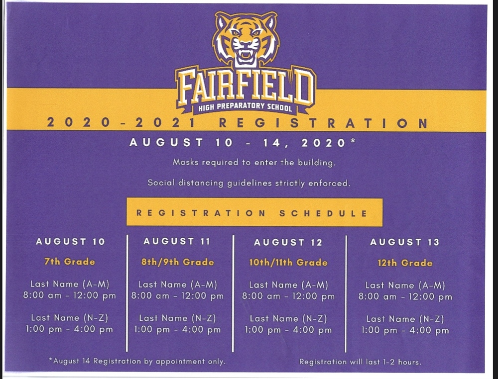 High School Registration Schedule Fairfield City Schools