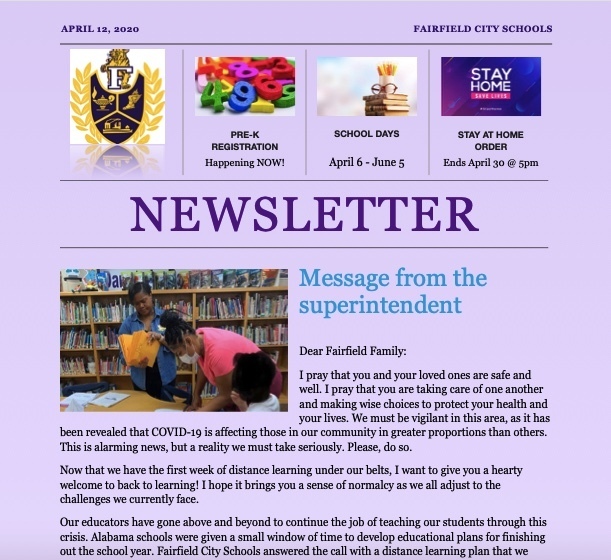 Fairfield City Schools newsletter - 1 