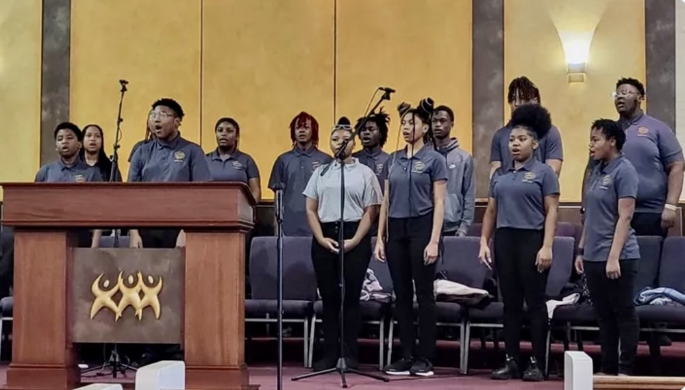 Students in Fairfield High Choir performing at local church