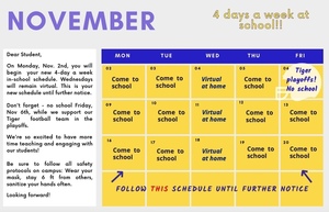 PreK - 8th graders move to four days a week!